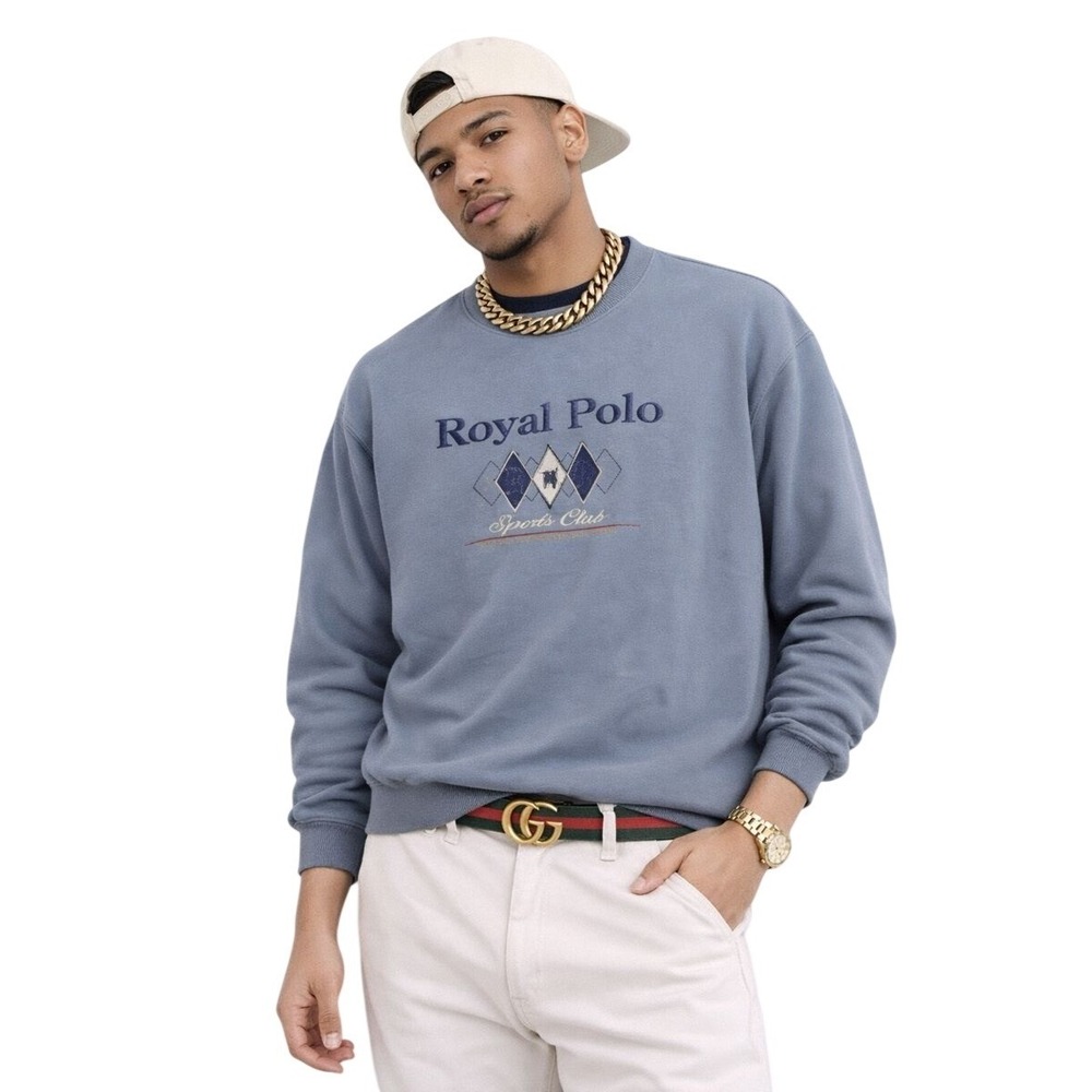 Royal Polo Sports Club Mens Sweatshirt Blue Crewneck‎ Pullover Size S